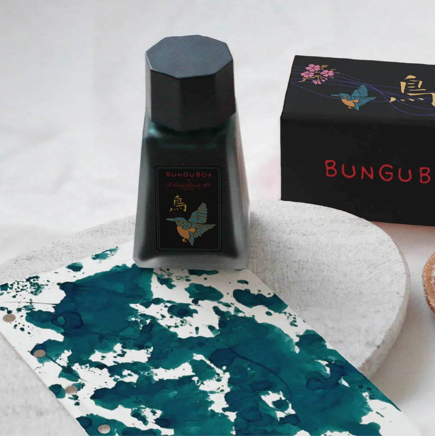 Esterbrook x BUNGUBOX Ink - Kachofugetsu Collection - Kingfisher Teal - 30mL Bottle - Limited Edition