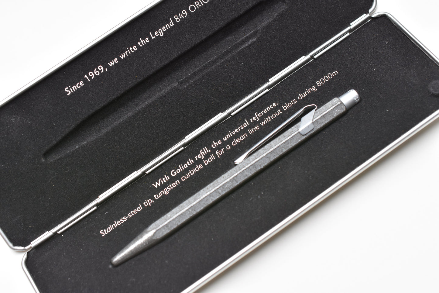 Caran d'Ache 849 Metal Ballpoint Pen - Original With Metal Slim Pack Case