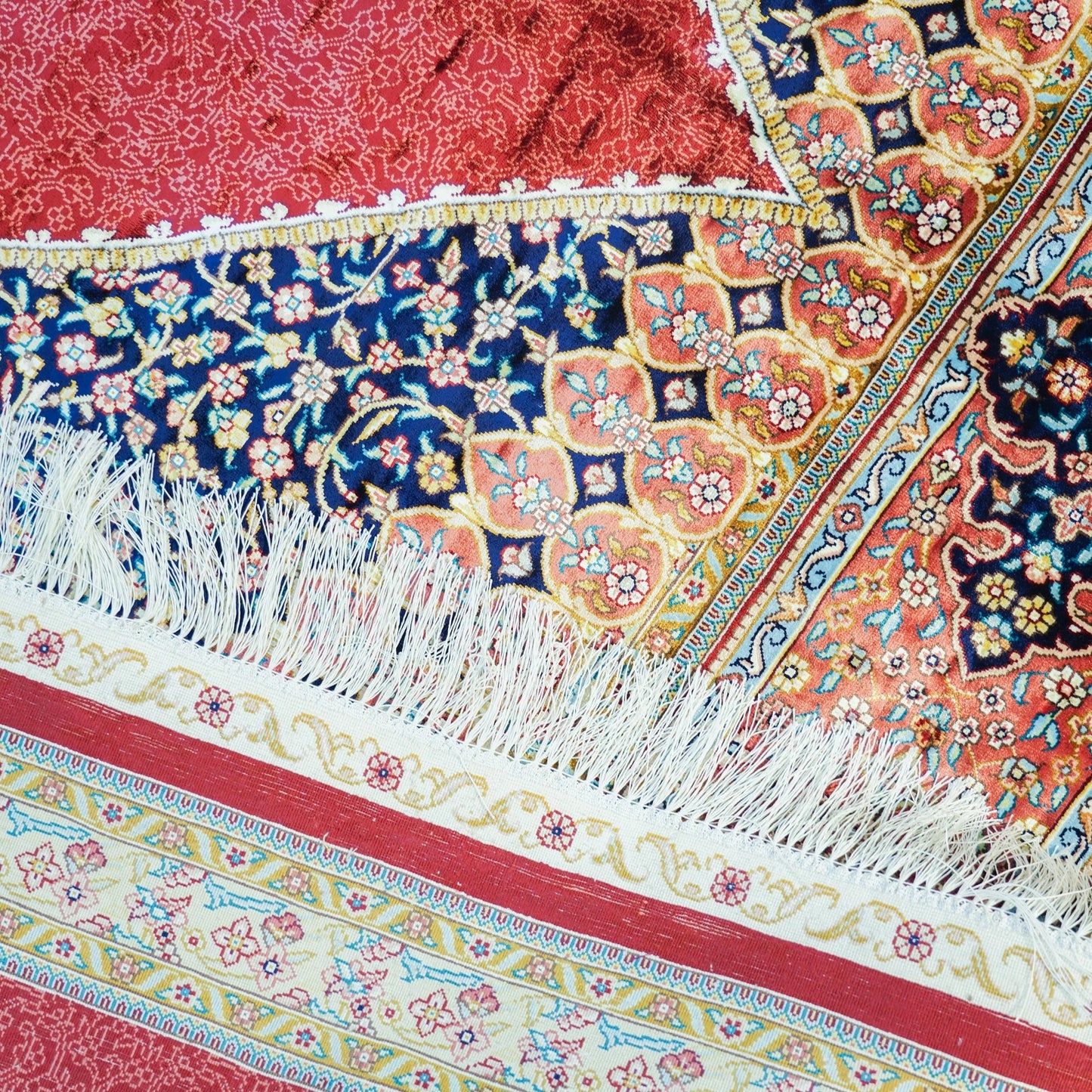 9x12ft Persian Red Hand Knotted Oriental Silk Rugs Living Room Large Turkish Made in Turkey Silk Rug