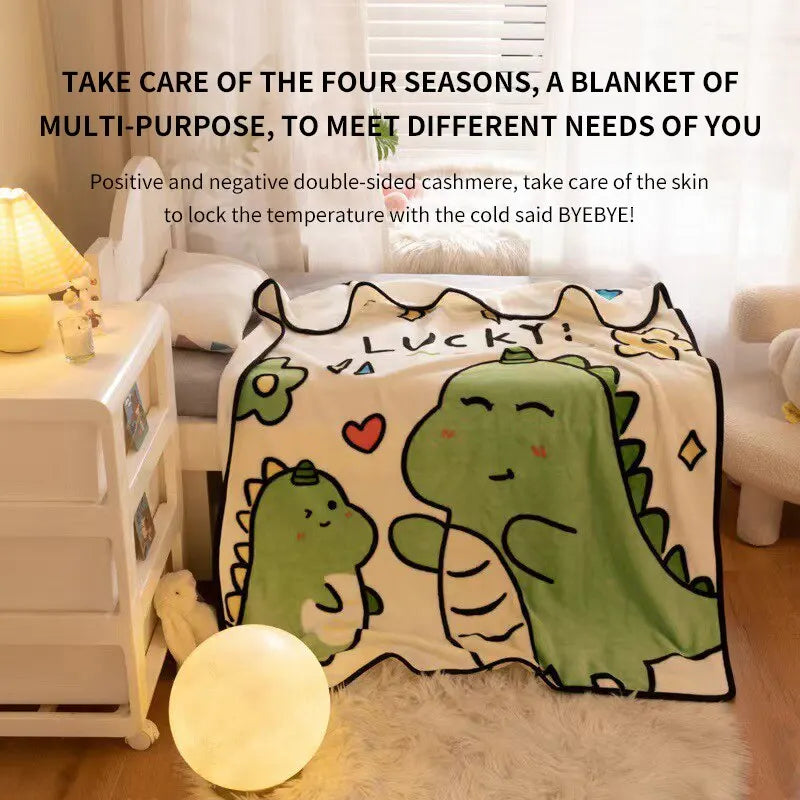 1 PCS Cartoon Dinosaur Pattern Blanket Summer Nap Baby Blanket Soft And Comfortable Fabric Air Conditioning Quilt 100*104CM