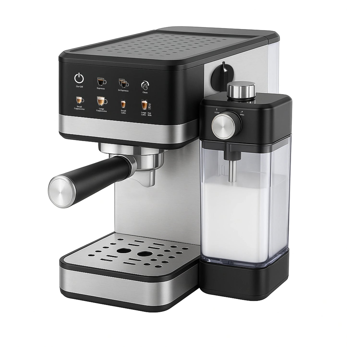 15 Bar Touch Menu Digital Semi Automatic Espresso Coffee Machine With Frothing Milk Tank Home Use