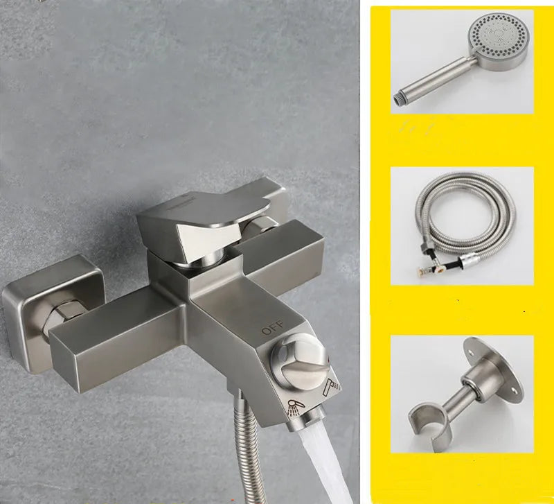 Bathroom Shower Faucet Wall Mounted 304 SUS Shower Faucet Set Brushed Finished Styel New