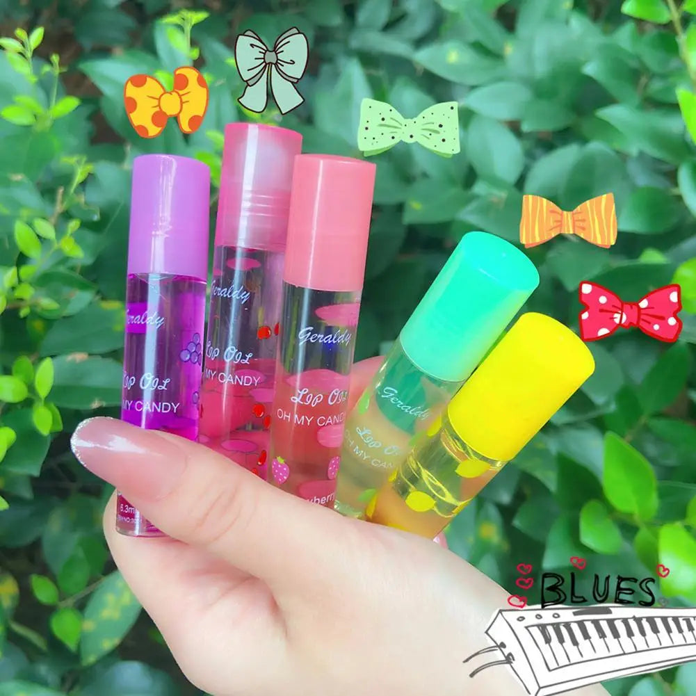 1pcs Lip Hydrating Roll-on Fruit Essence Lip Balm Lip Oil Moisturizing Mirror Lip Gloss Transparent Lipstick Primer Makeup