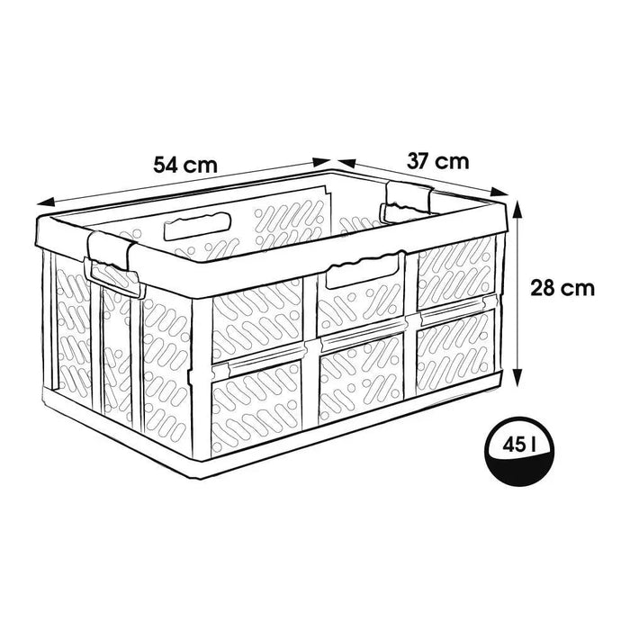 Ben 45 Litre Plastic Folding Box with Soft Grip Handles Keeeper