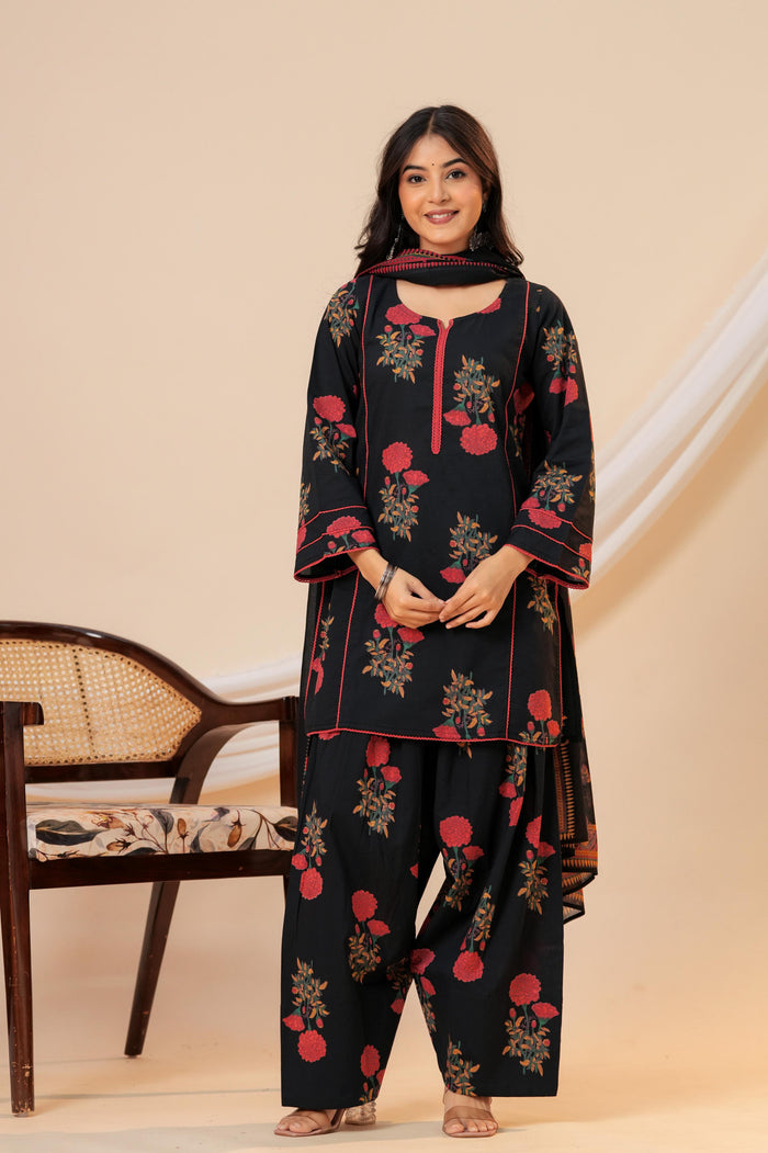 BLACK BLOSSOM FARSHI SUIT SET