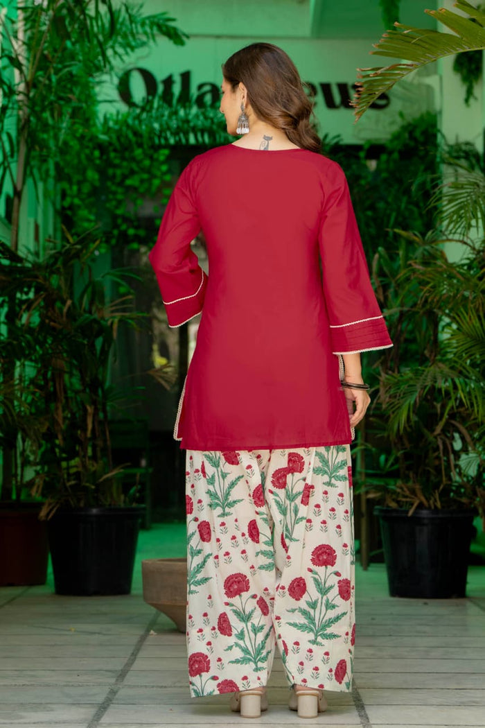 CHERRY RED FARSHI SUIT SET