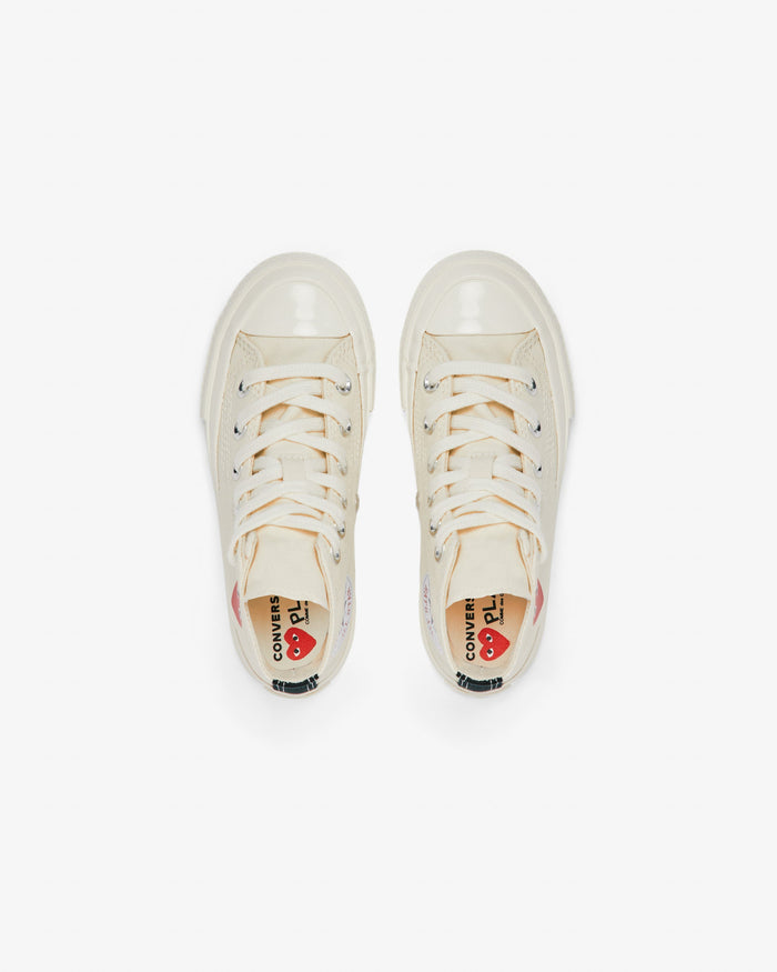 Comme des Garçons PLAY Kids' Small Red Heart Chuck Taylor All Star '70 High Sneakers - White - AZ-K502-001-2