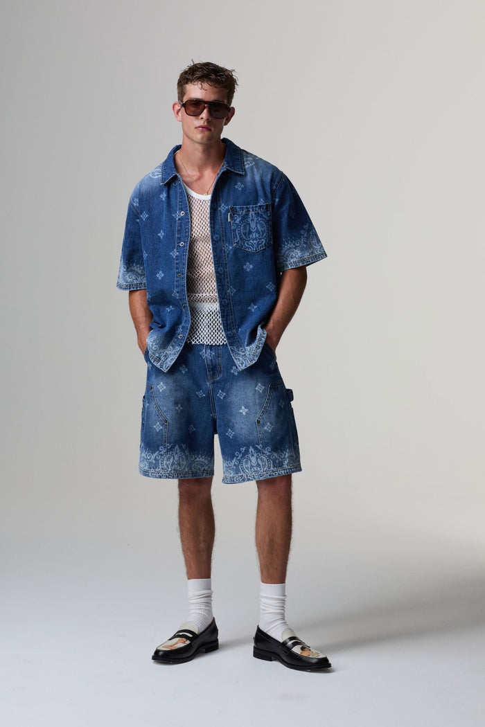 Criminal Damage Laser Print Denim Short