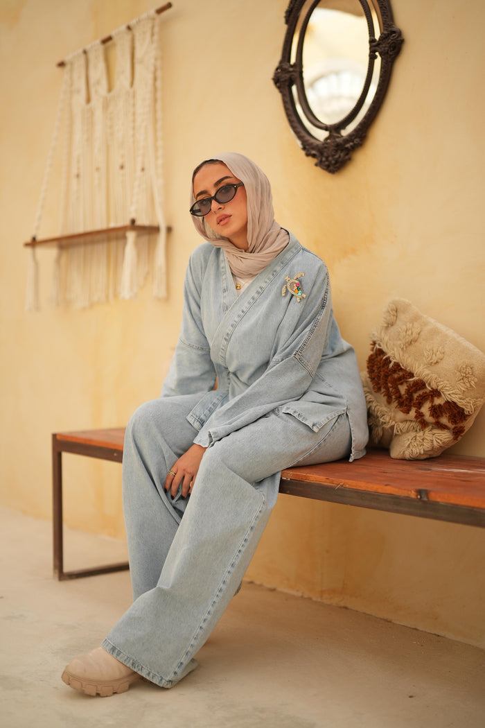Criss Cross Essential Denim Jacket Only-Light Blue