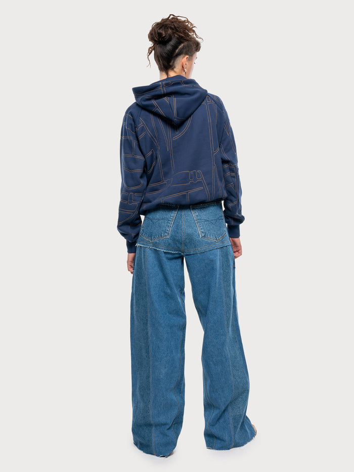 Buy Denim Stitch Hoodie β Tops by Ksenia Schnaider | Ethical & Sustainable Fashion