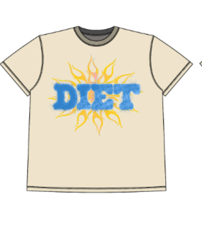 Diet Starts Monday Flame Spray Tee - Cream/Blue