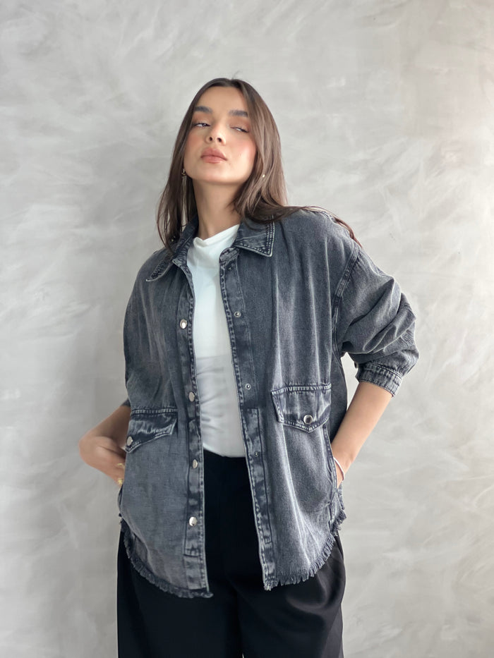 Ease Summer Oversized Jacket-Grey