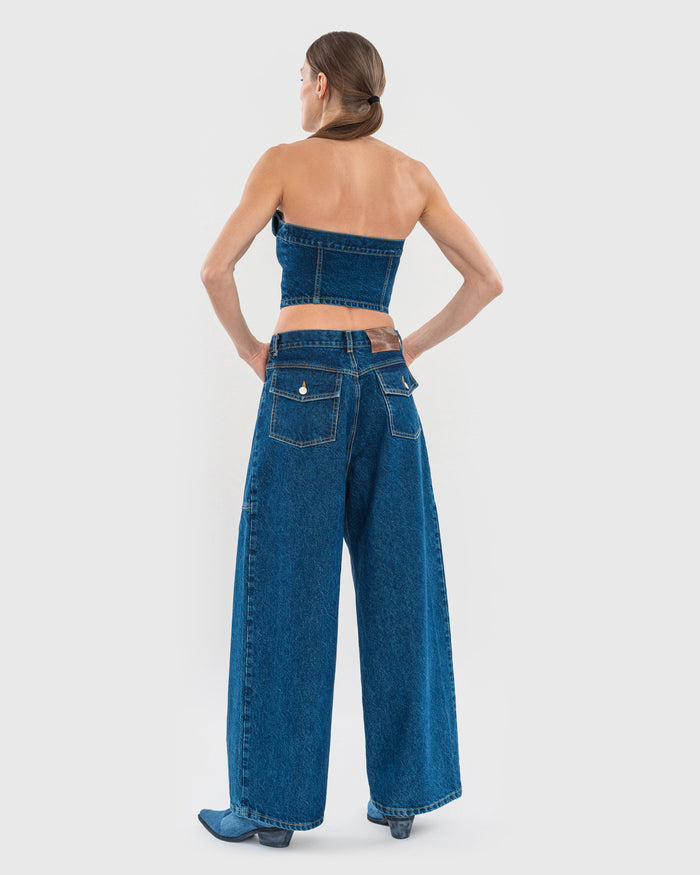 Buy Facing Denim Top β Tops by Ksenia Schnaider | Ethical & Sustainable Fashion