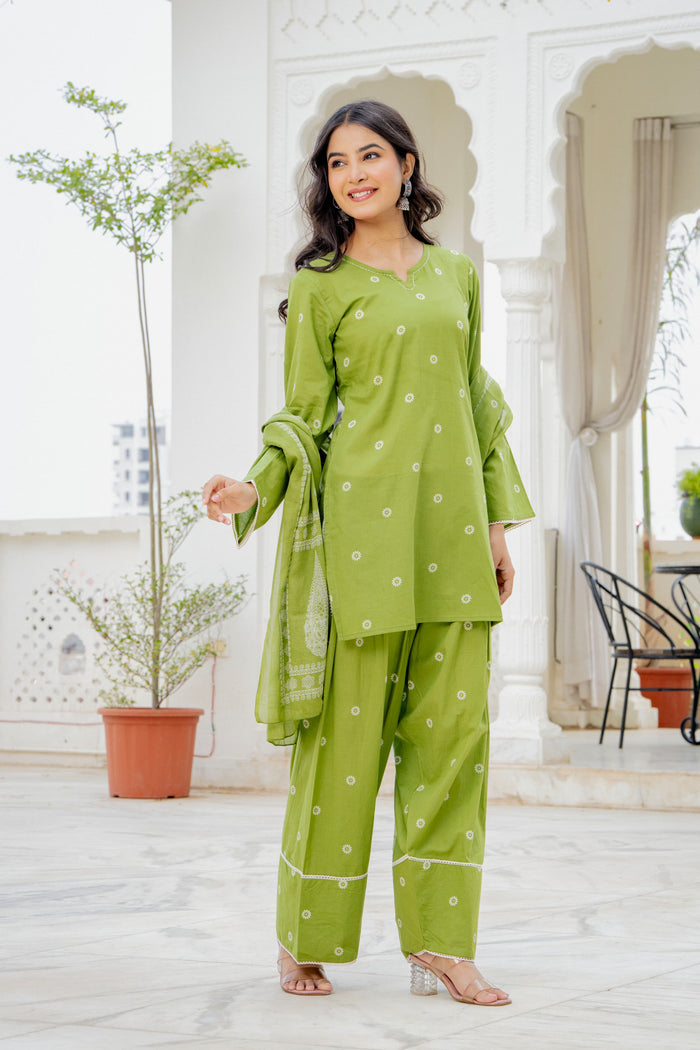 FERN GREEN FARSHI SALWAR SUIT