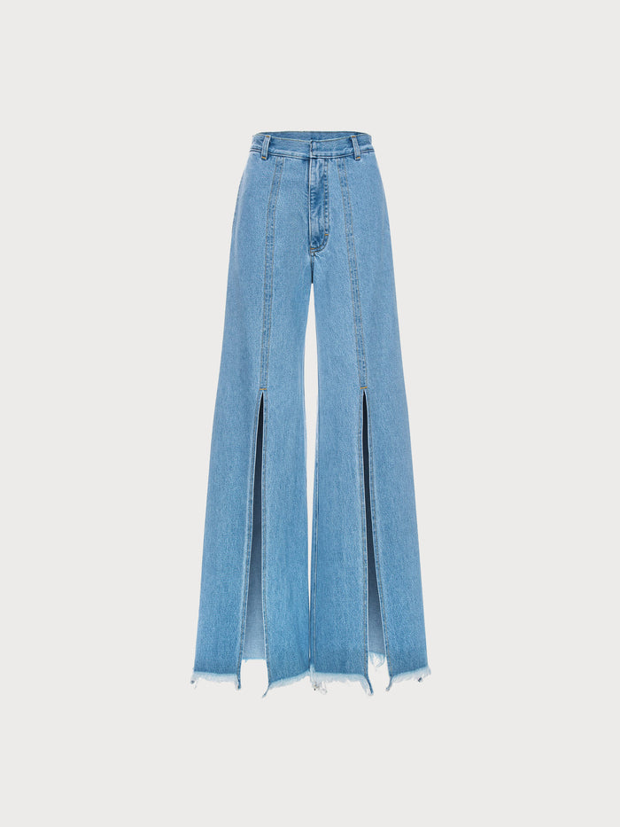 Buy Front Splits Flared Jeans β Bottoms by Ksenia Schnaider | Ethical & Sustainable Fashion