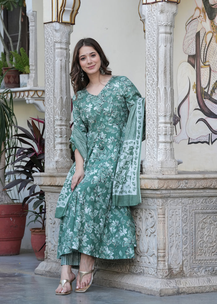 GREEN FLORAL ANARKALI