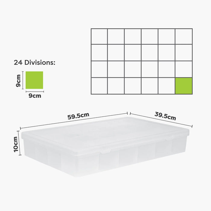 Large Organiser Box 7.01 with 24 Dividers Clear/Clear 13803 Wham Storage
