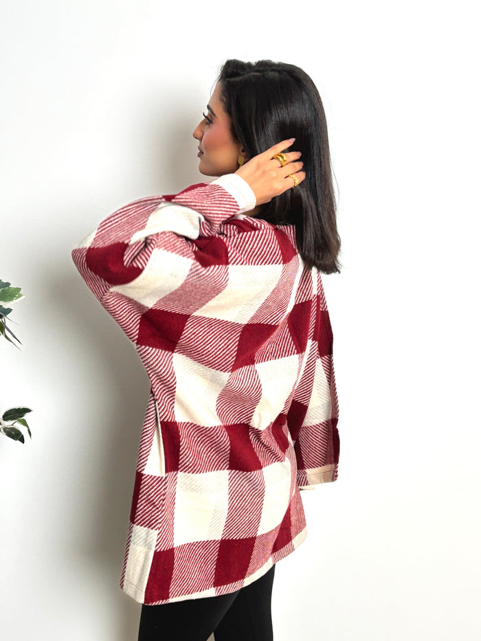 Lina Scarfed Coat- Women-Maroon