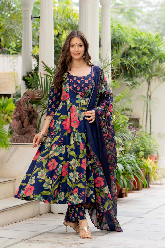 MIDNIGHT BLOOM ANARKALI SUIT SET
