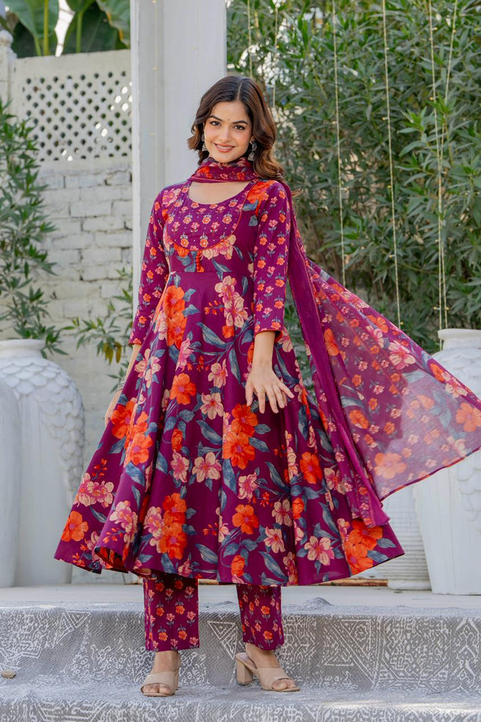 MULBERRY BLOOM ANARKALI SUIT SET