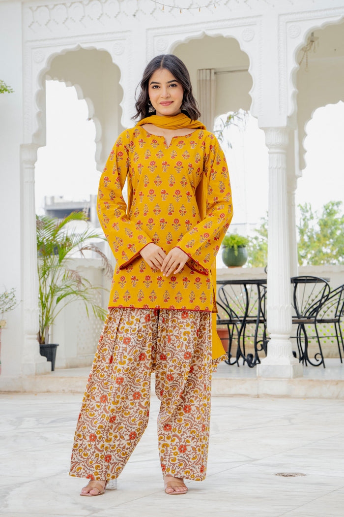MUSTARD IVORY FARSHI SUIT SET