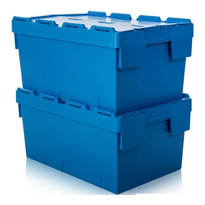 Pack of 2 - 55 Litre Heavy Duty ALC Plastic Boxes with Attached Lids