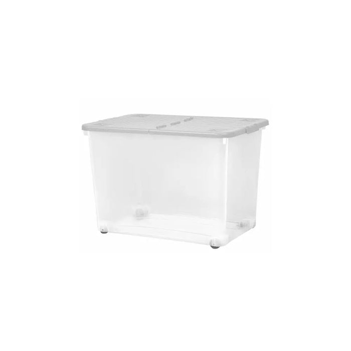 Pack of 2 - 80 Litre Boxes with Wheels and Folding Lids Wham Storage