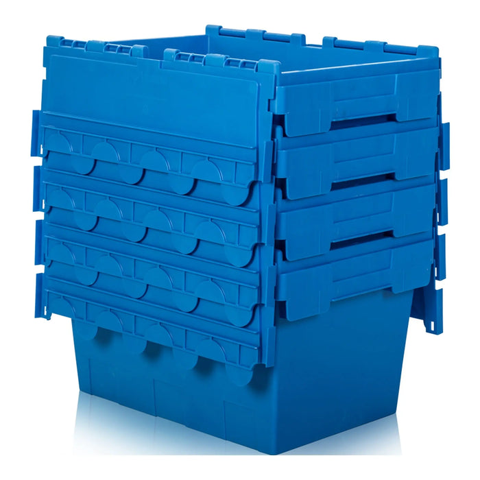Pack of 4 - 32 Litre Heavy Duty ALC Plastic Boxes With Attached Lids