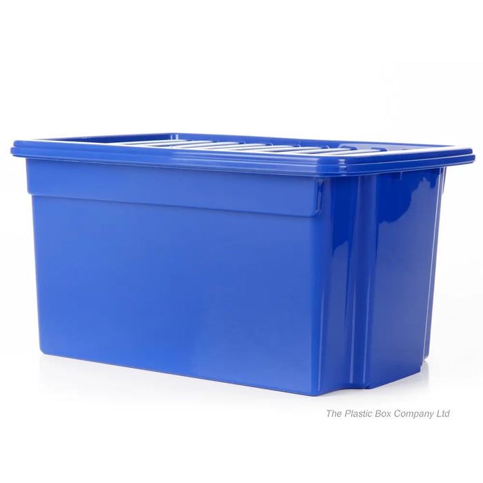 Pack of 5 - 50 Litre Work Place Boxes with Lids Primary Blue Wham Storage