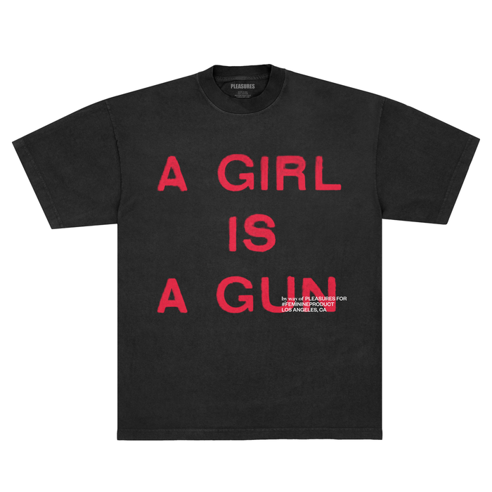 PLEASURES GIRL IS A GUN T-SHIRT - BLACK