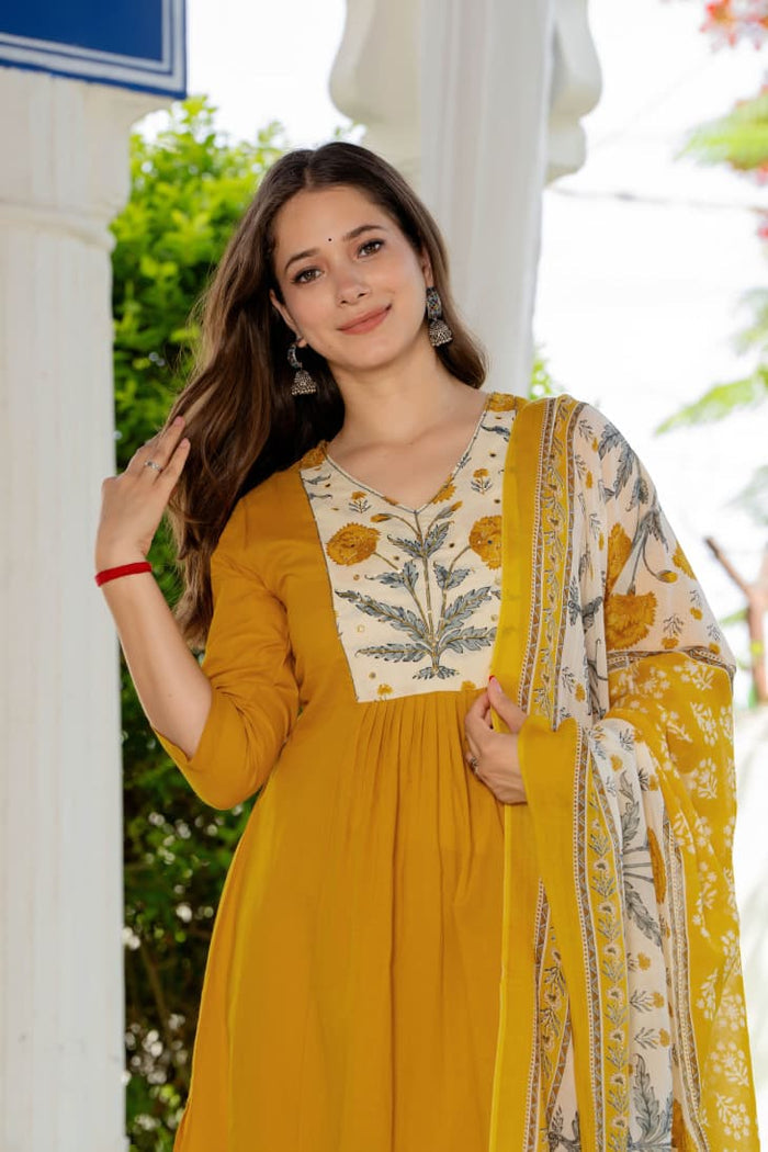 PLEATED MARIGOLD SUIT SET