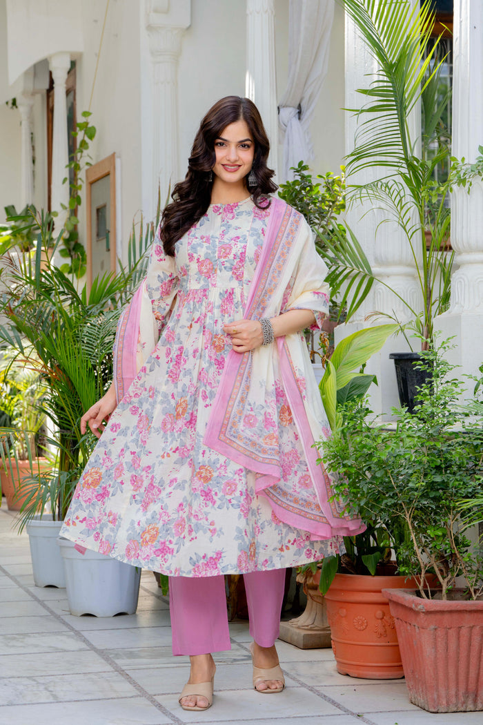 PLEATED ROSE BLOOM SUIT