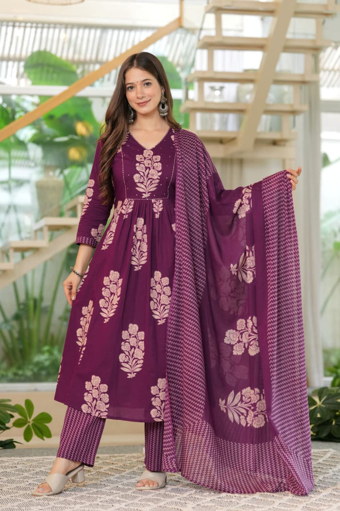PLUM PURPLE PLEATED SUIT SET