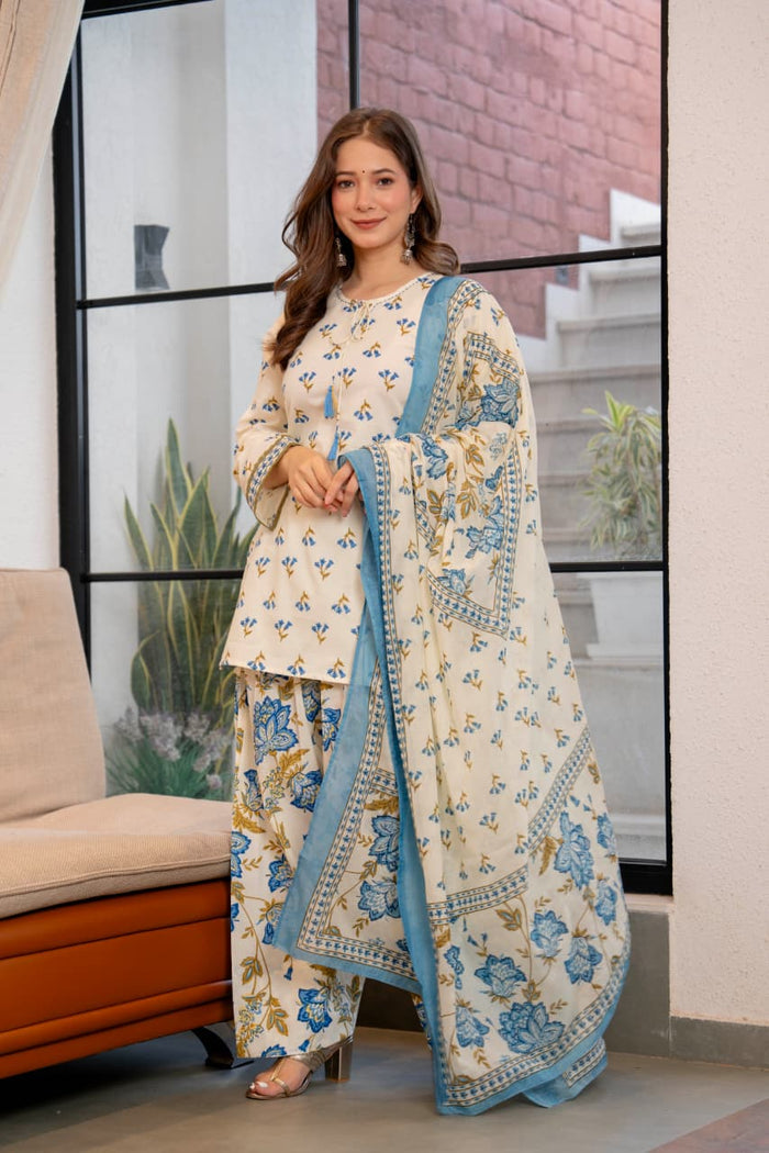 POWDER BLUE TASSEL FARSHI SUIT SET (WITH SLEEVES)