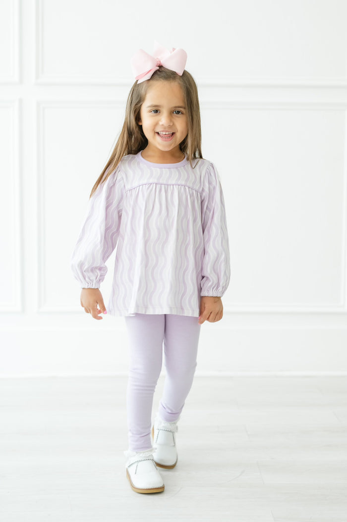 Purple Squiggly Top and Leggings Set