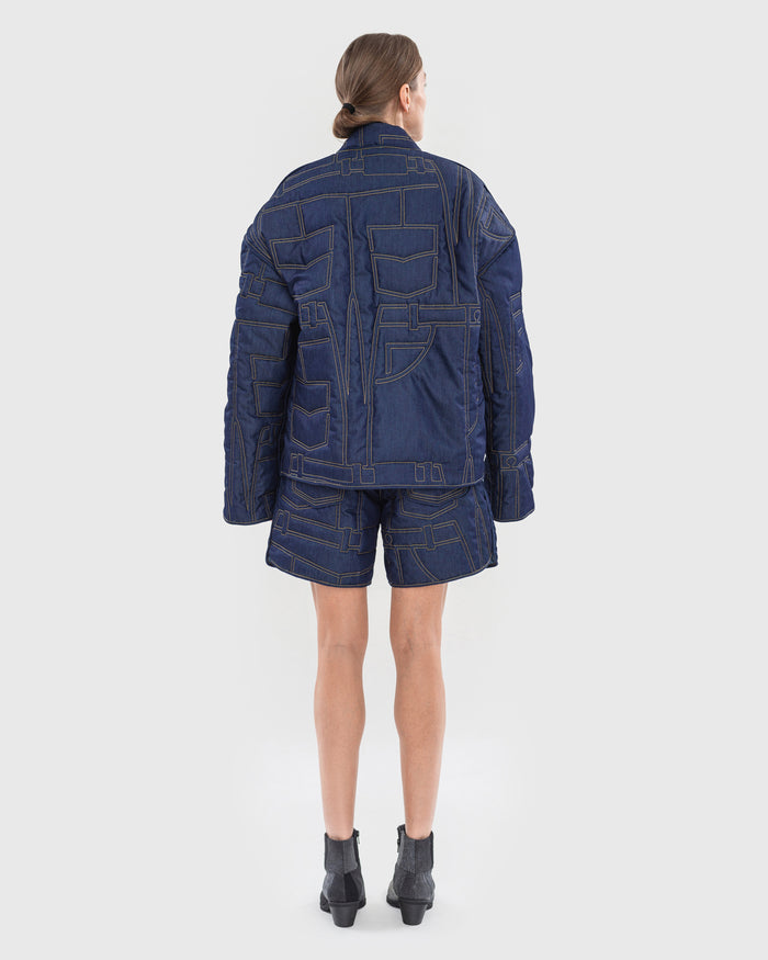 Buy Quilted Denim Shorts โ Bottoms by Ksenia Schnaider | Ethical & Sustainable Fashion
