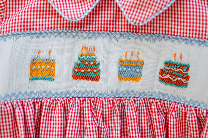 Red Birthday Cakes Smocked Henry Bubble