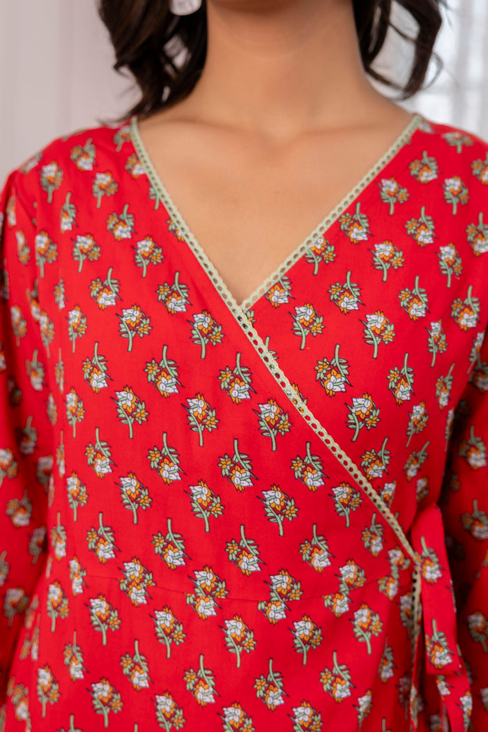 RED KIMONO STYLE CORD SET