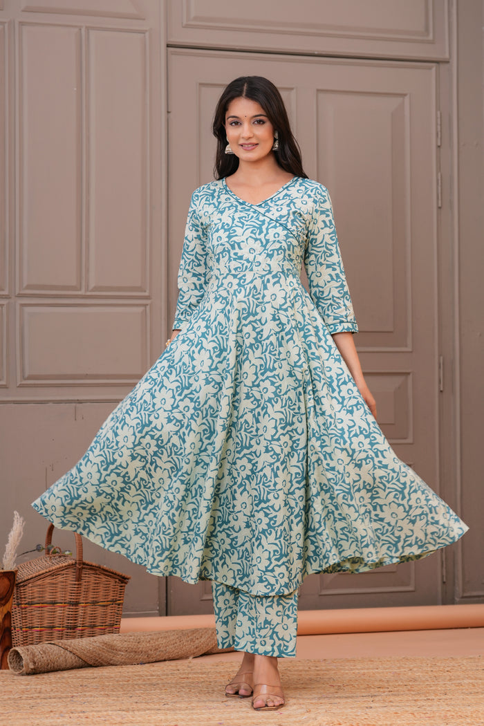 SEA GREEN ANARKALI SUIT SET