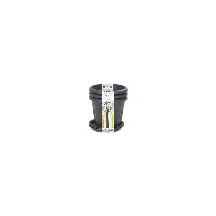Set of 3 - 15cm Vista Plant Pots with Saucers Wham Storage