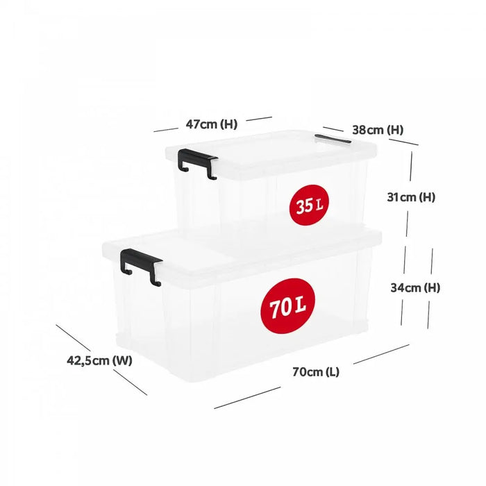 Stackmaster Set of 2 Plastic Storage Boxes with Lids Strata