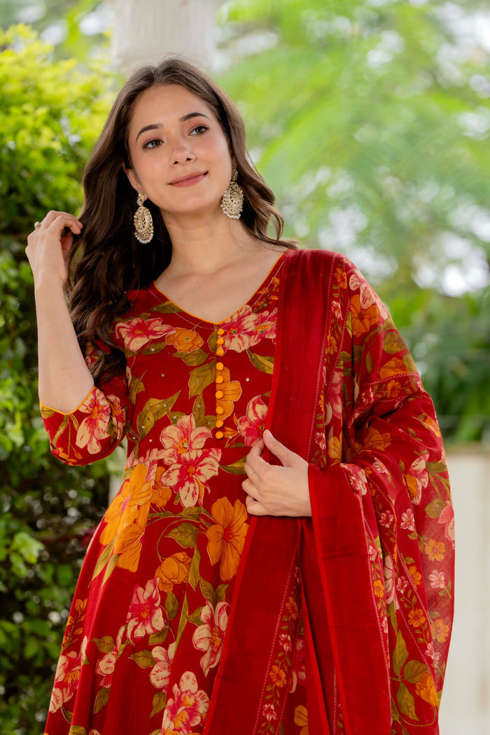 SUNSET BLOOM ANARKALI SUIT SET