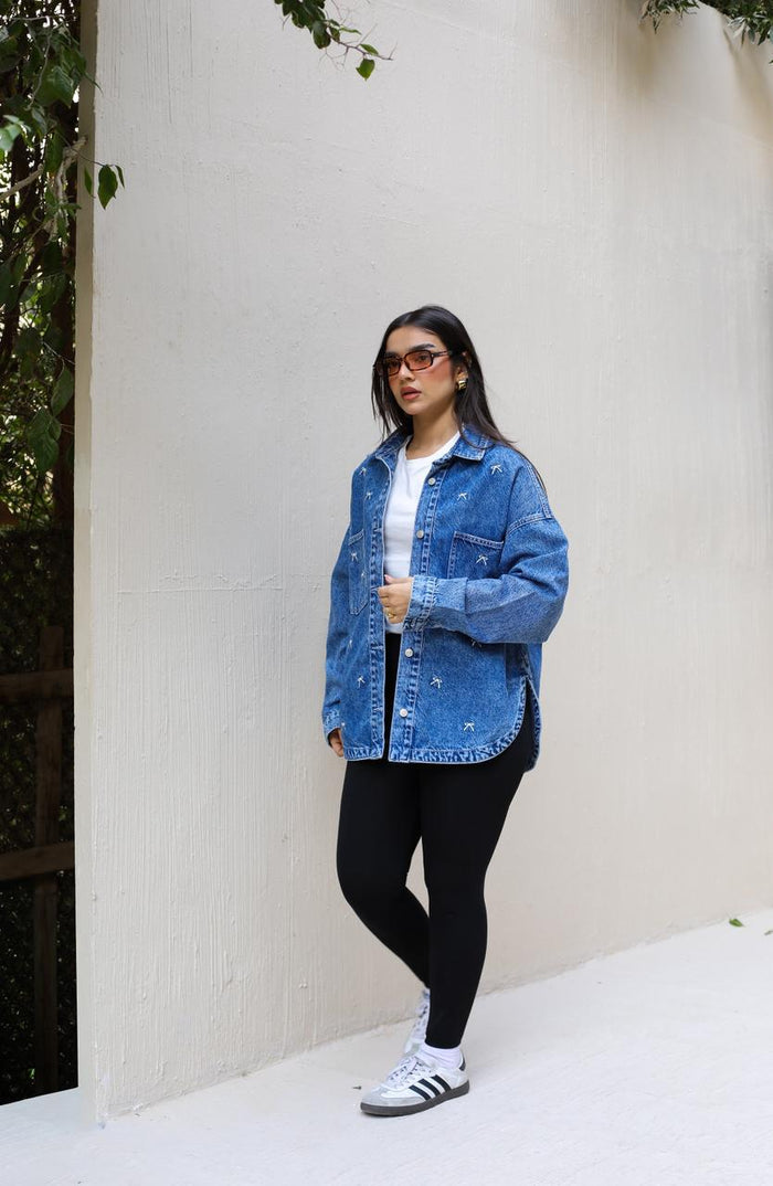 The Bow Denim Jacket -Dark blue