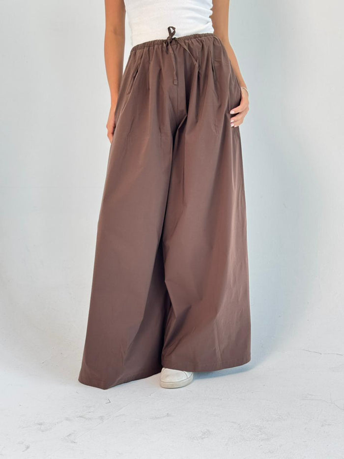 To-Go Summer Wide Leg Pants- Brown