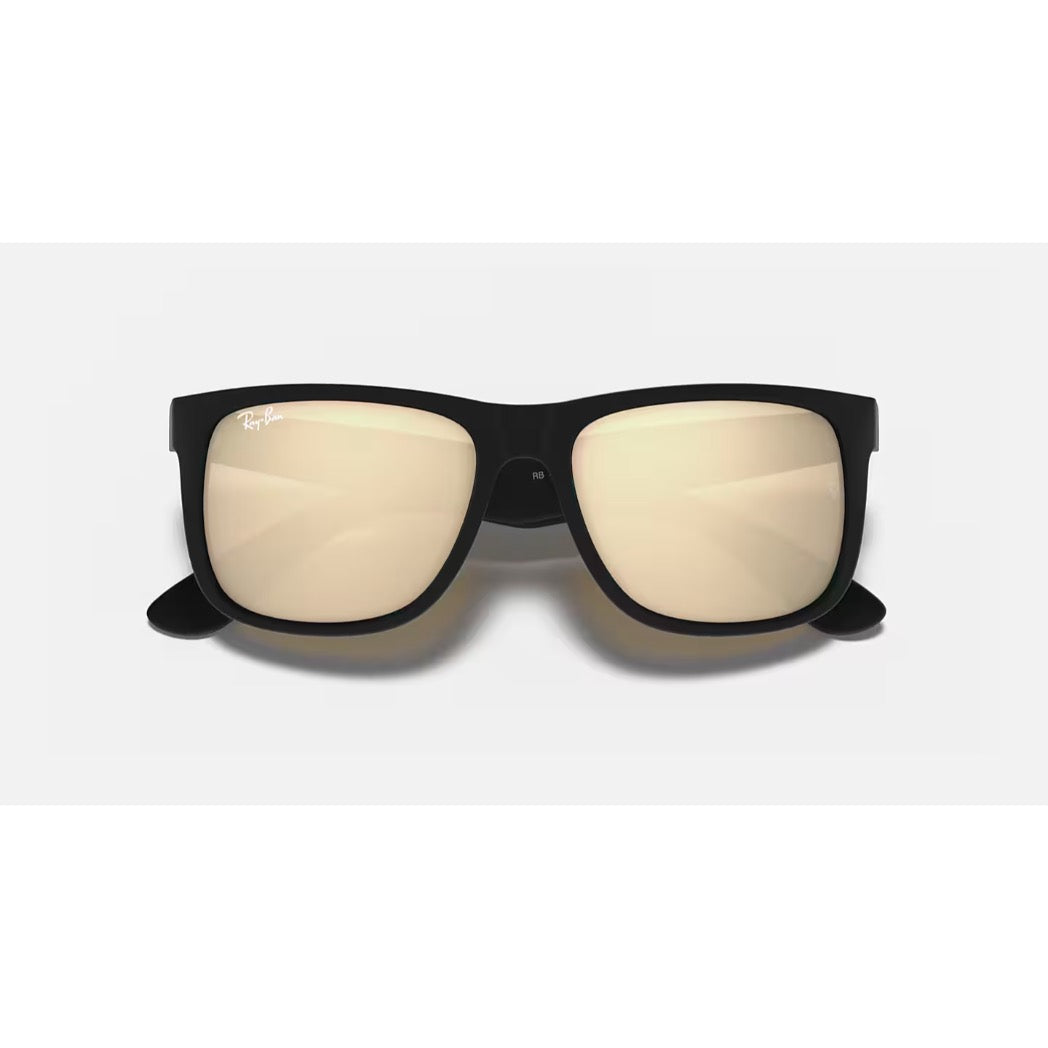 RAYBAN - JUSTIN | Black Rubber w/ Light Brown Gold Flash