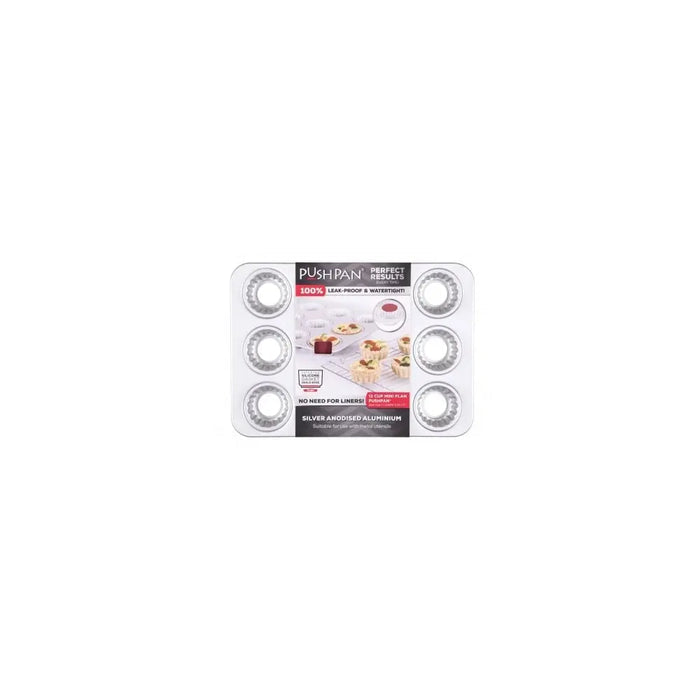 12 cup PushPan Aluminium Mini Fluted Flan Tin PushPan