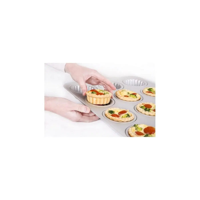 12 cup PushPan Aluminium Mini Fluted Flan Tin PushPan