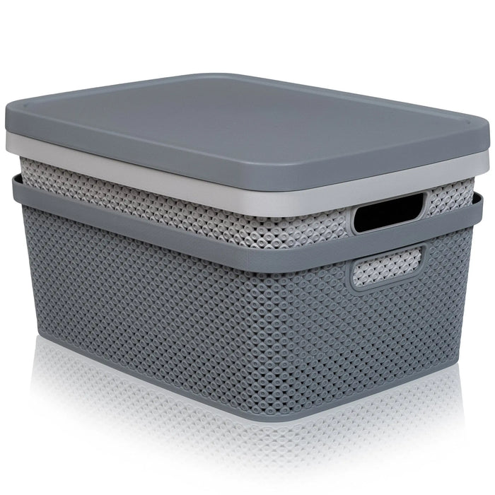 13L Diamond Design Plastic Storage Box and Lid Hobby Life