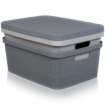 13L Diamond Design Plastic Storage Box and Lid Hobby Life