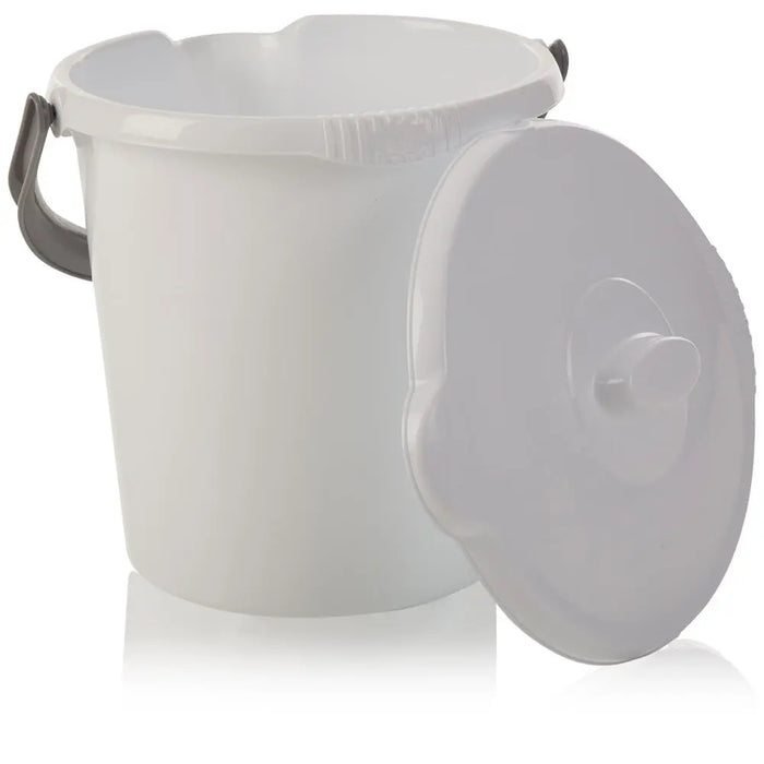 16 Litre White Plastic Bucket with Lid Wham Storage
